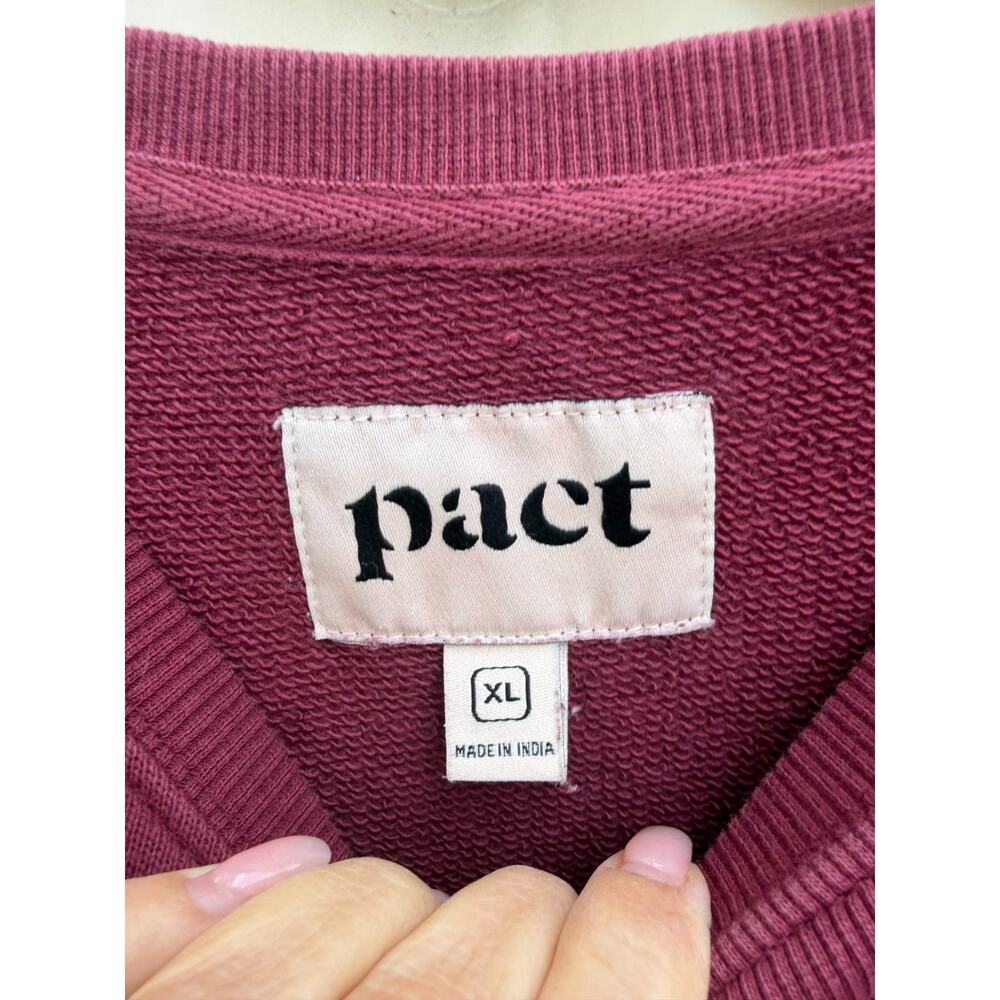 PACT Burgundy Sweatshirt Dress Long Sleeve Pockets Organic Cotton XL Minimalist - Picture 7 of 8